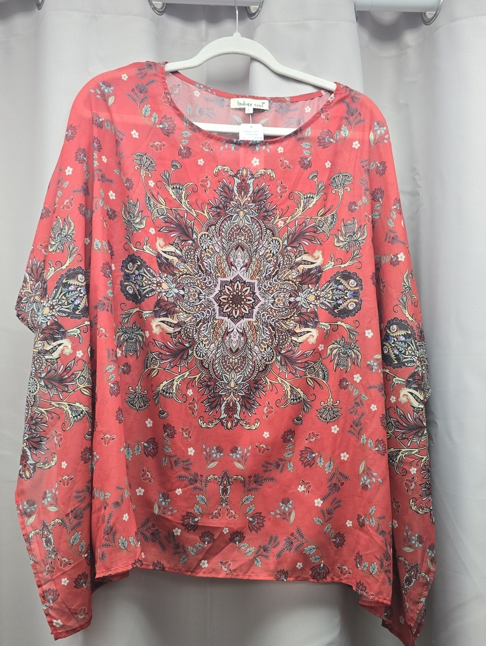 Indigo Soul Boho Top Size Large 2 Piece Bohemian Blouse With Cami NWT